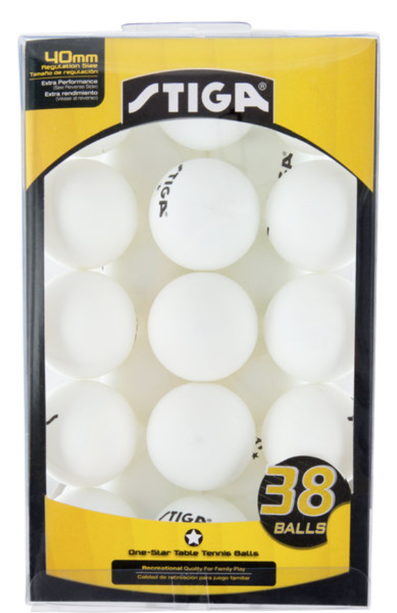 Stiga One-Star Indoor Table Tennis Balls - 38 Pack WHITE